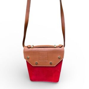 Vintage Nina Ricci Paris Red & Camel Leather Crossbody – Made in Italy
